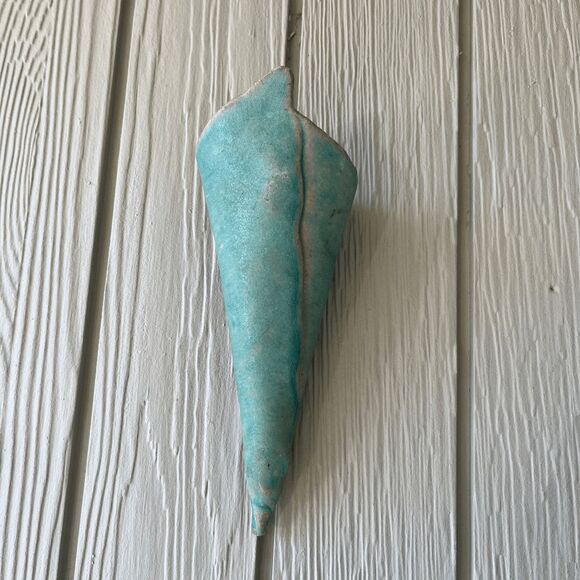 VTG Handmade Studio Pottery Turquoise Bowl & Wall Vase Set Signed - Picture 3 of 9